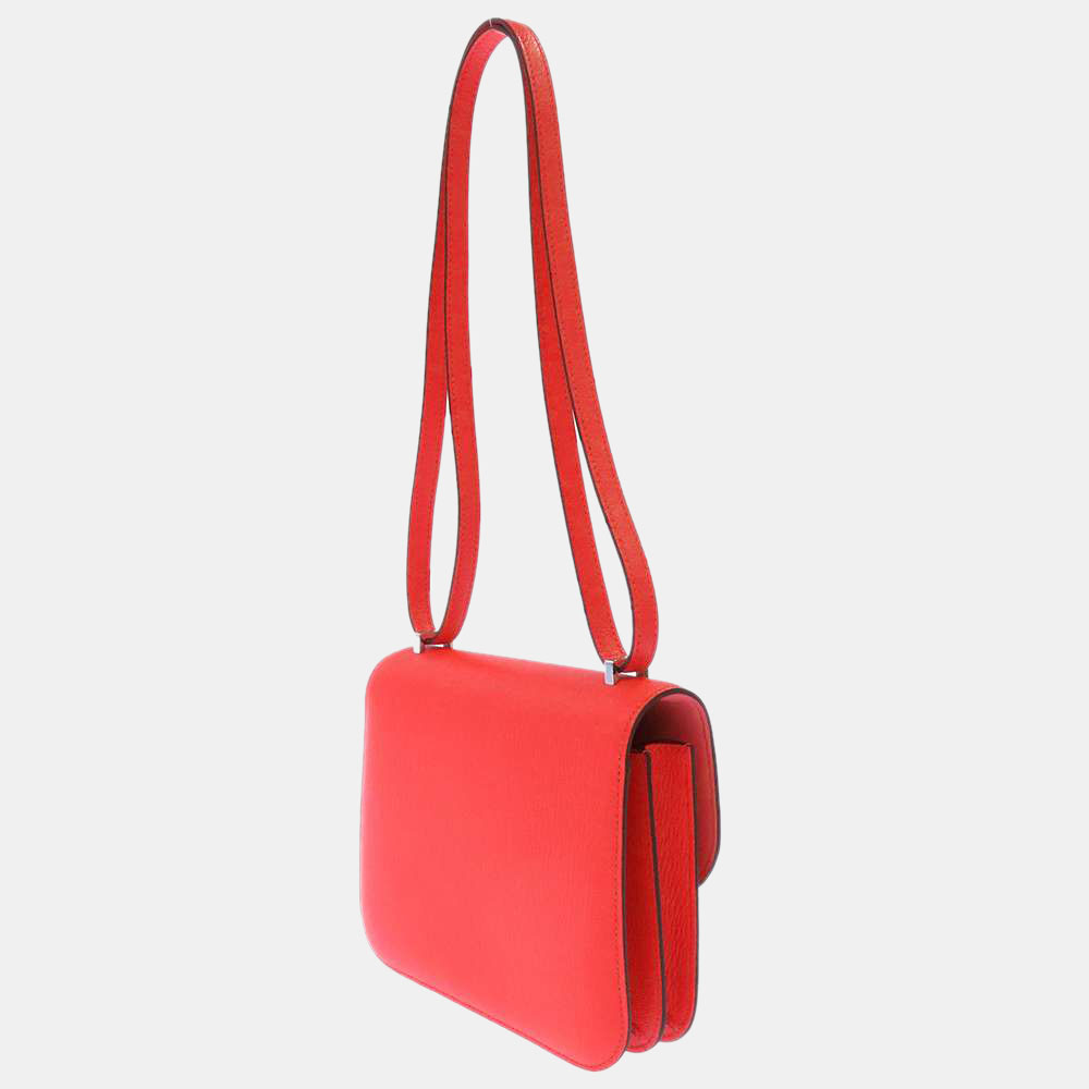 

Hermes Verso Rose Chevre Leather Constance 3 Mini Bag, Red