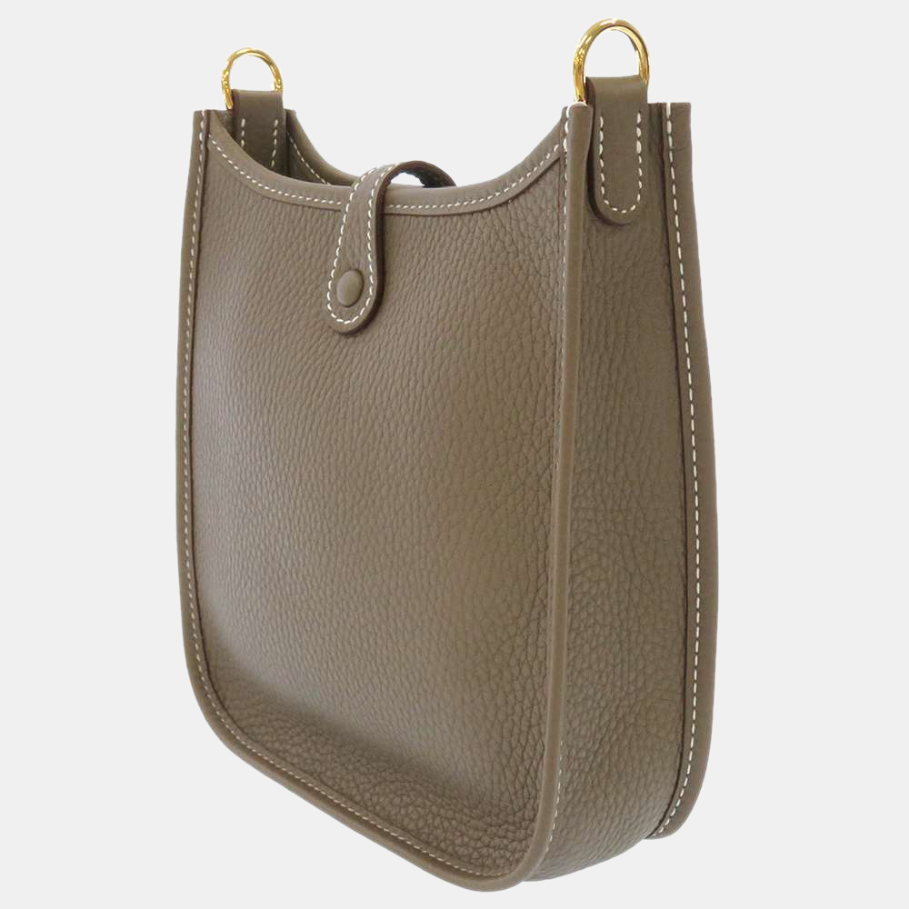 

Hermes Etoupe Clemence Leather Evelyn TPM Bag, Brown