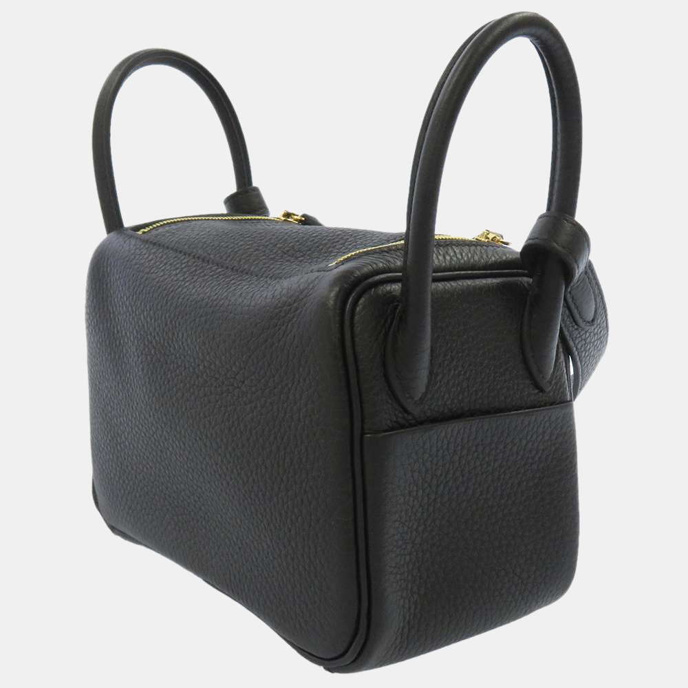 

Hermes Black Clemence Leather Mini Lindy 20 Bag