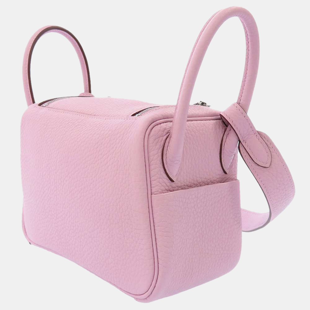 

Hermes Pink Clemence Leather Mini Lindy Bag