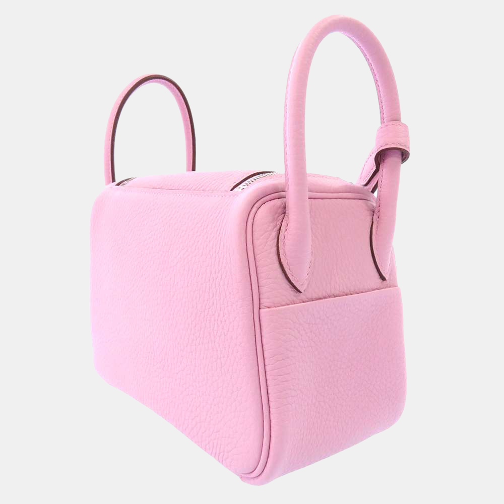 

Hermes Pink Clemence Leather Mini Lindy Bag