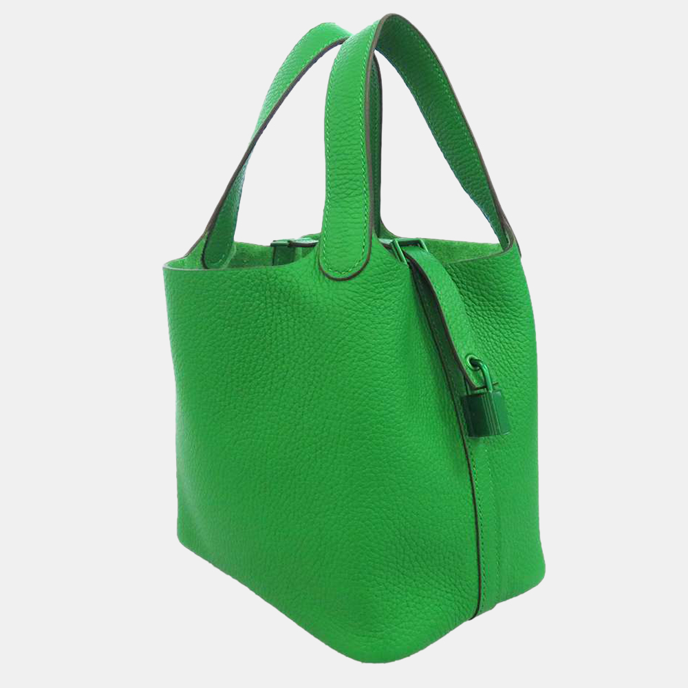 

Hermes Green Clemence Leather Monochrome Picotin Lock 18 Bag
