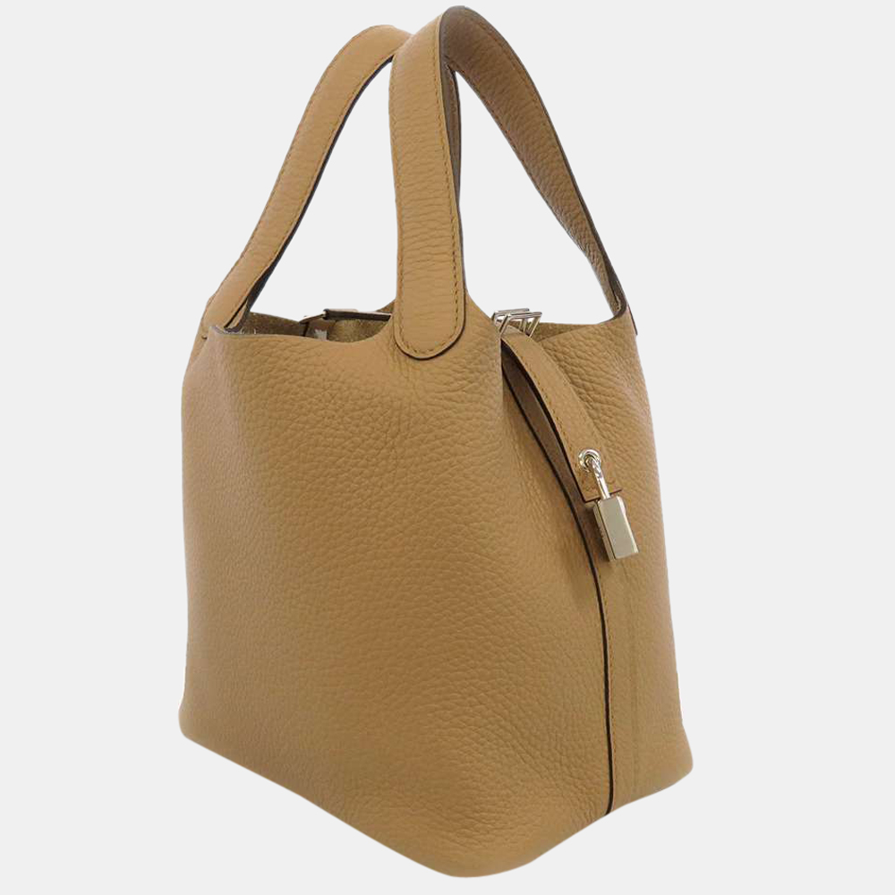 

HERMES Picotin Lock Size PM Chai Taurillon Clemence, Brown