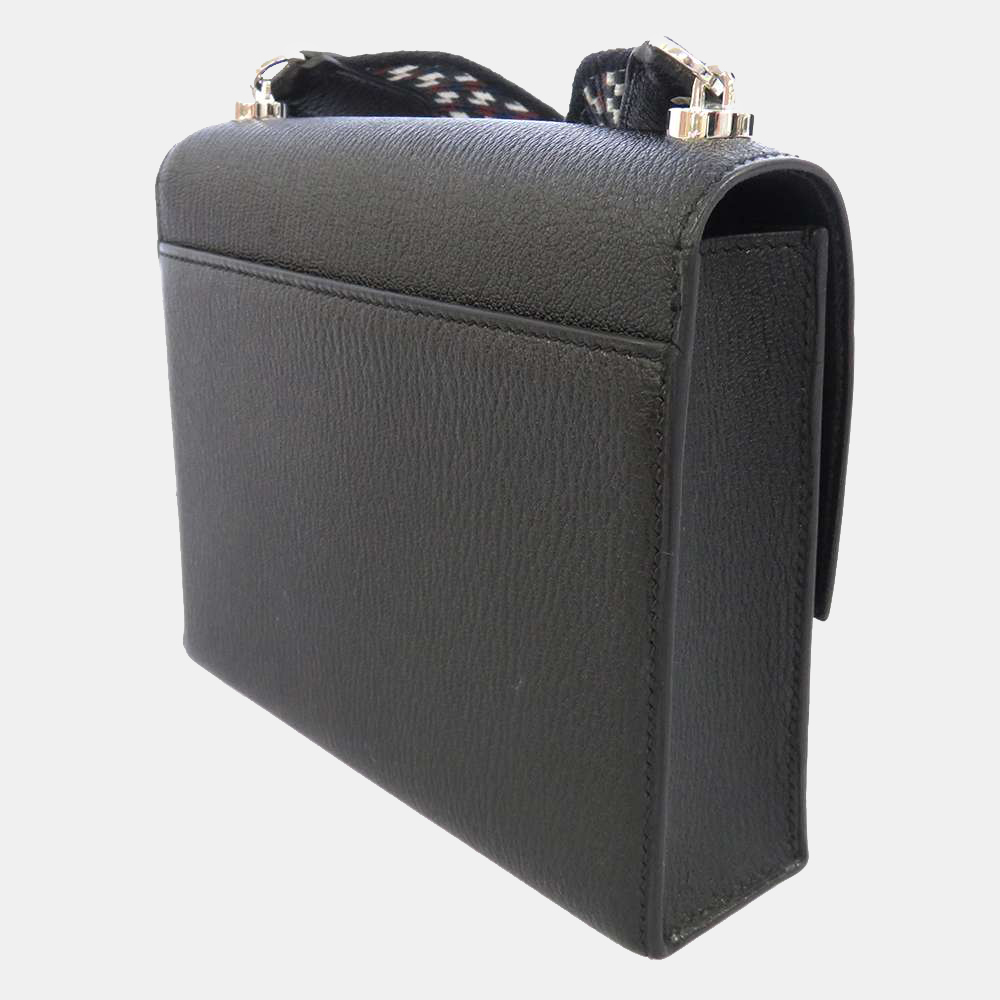 

Hermes Black Leather Chevre Mysore Verrou Mini Clutch w/ Strap