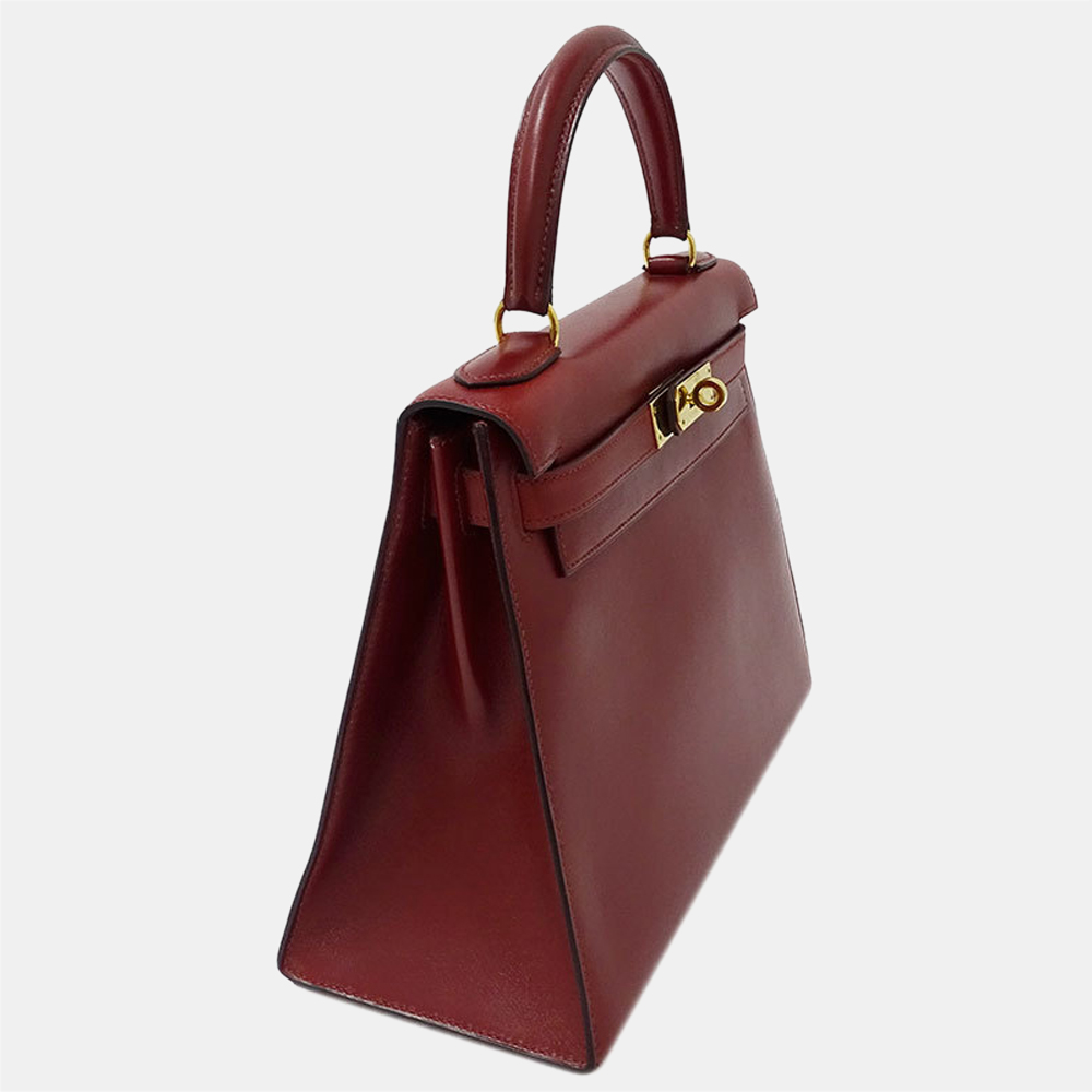

Hermes Kelly 28 Calf Bordeaux Bag Women's Handbag Shoulder 2way, Red