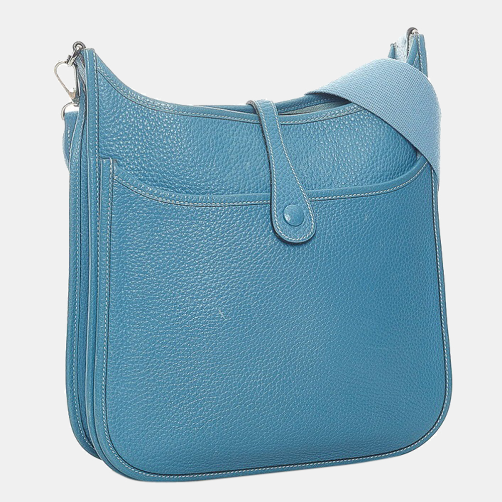 

Hermes Blue Clemence Leather Evelyne II PM Shoulder Bag