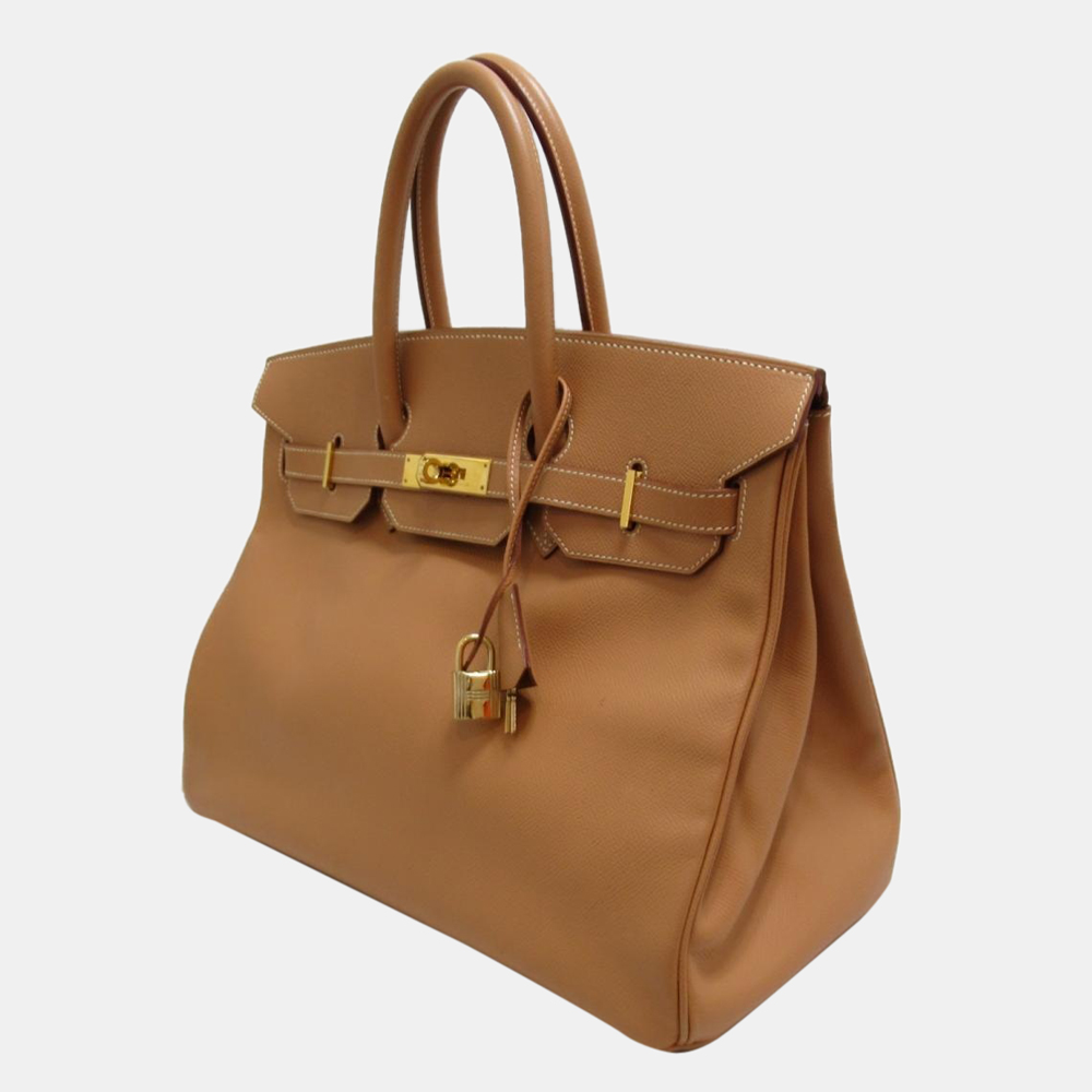 

Hermes Brown Courchevel Leather Gold Hardware Birkin 35 Bag