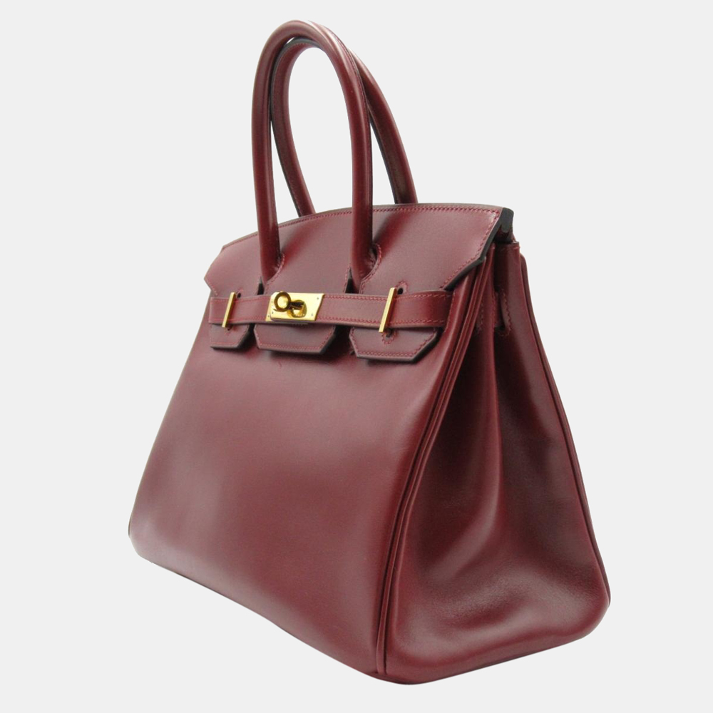 

Hermes Red Box Calf Leather Gold Hardware Birkin 30 Bag
