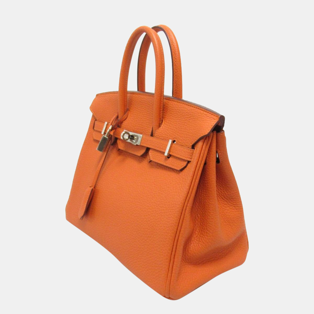 

Hermes Orange Togo Leather Palladium Hardware Birkin 25 Bag