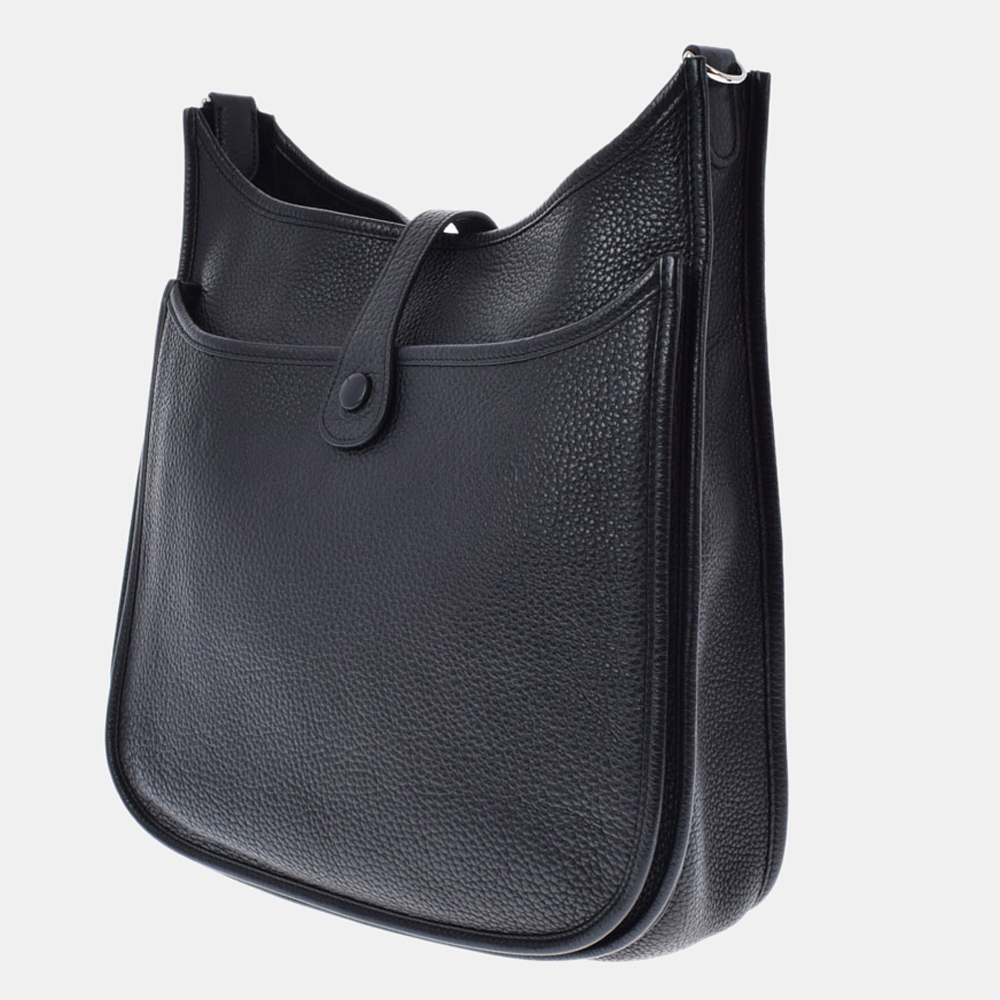 

Hermes Black Celmence Leather Evelyne III GM Bag