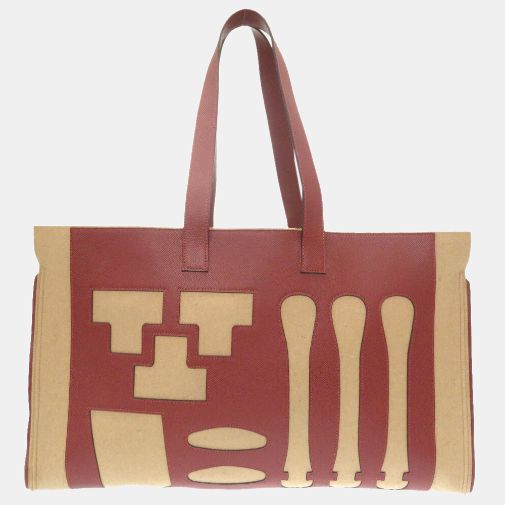 

Hermes Birkin Cut Petite Ash Tote Large Vaux Epson Rouge Glenat Bag Red Brown 0005 HERMES, Beige