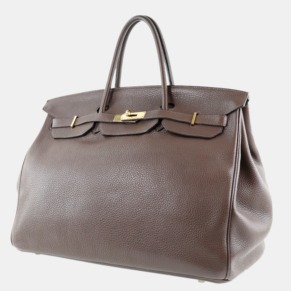 

Hermes Birkin 40 Togo Chocolat Tea  Unisex Handbag, Brown