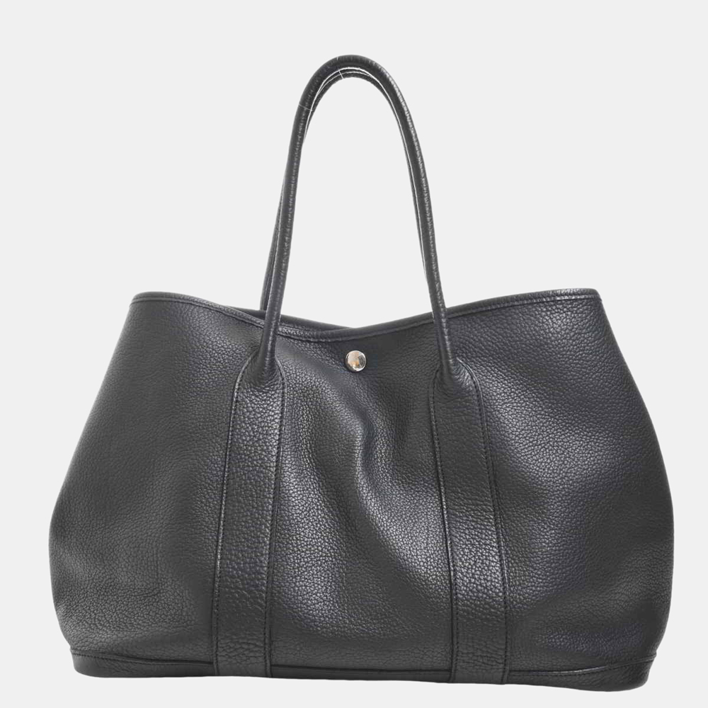 

Hermes Taurillon Clemence Garden PM Tote Bag Black