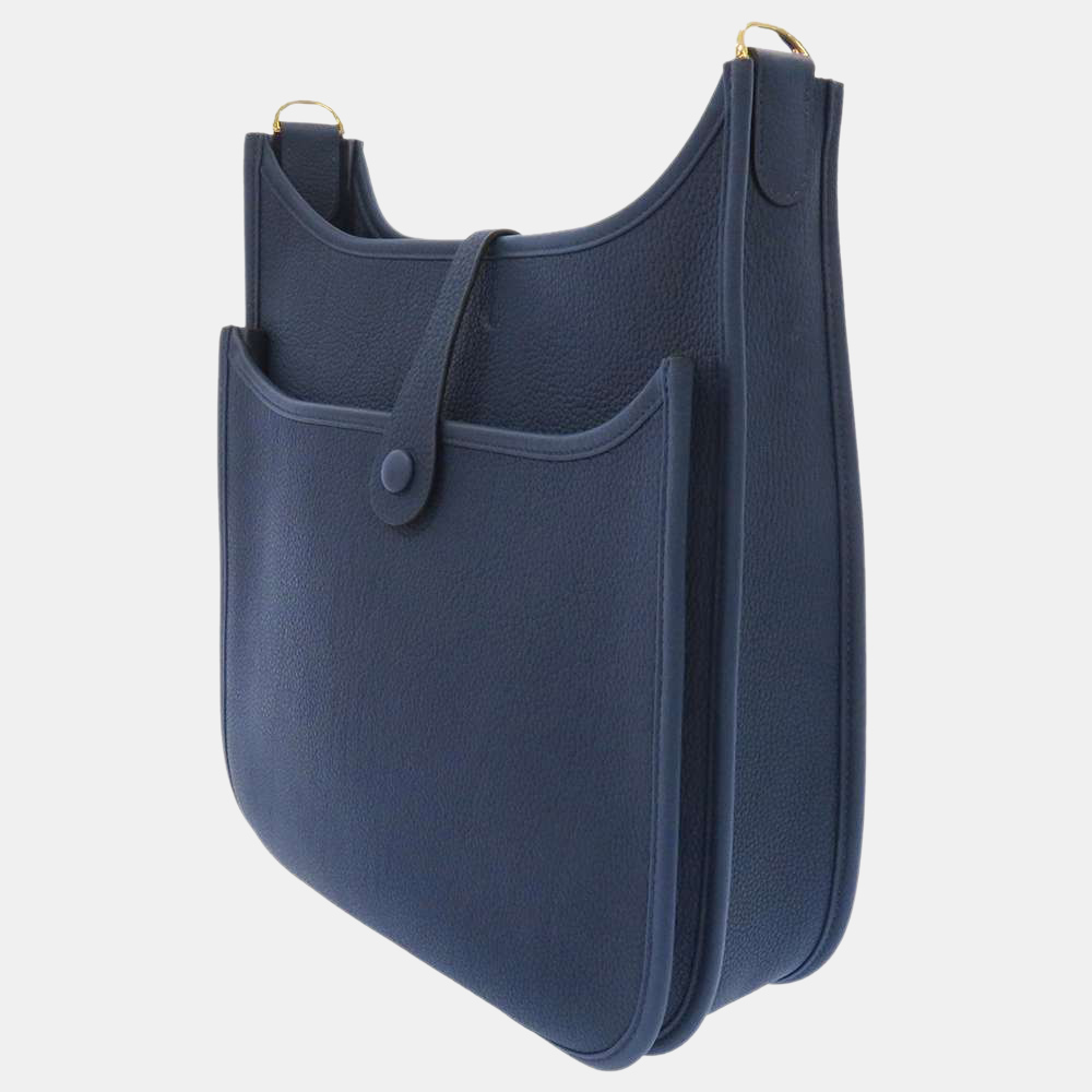 

Hermes Blue Clemence Leather Evelyne III PM Shoulder Bag
