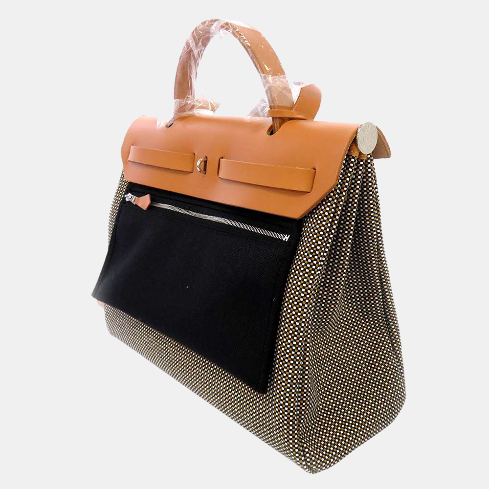 

Hermes Black/Gold Leather Toile Herbag Zip 31 Shoulder Bag