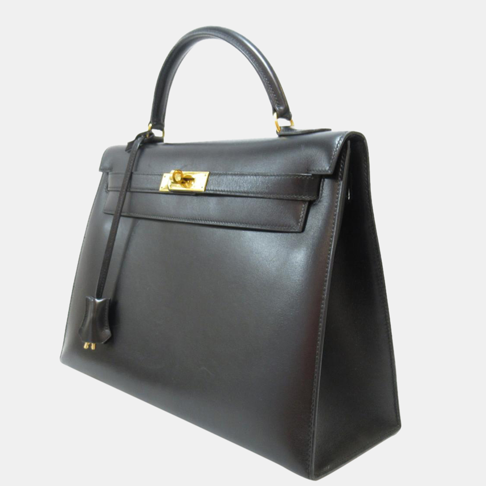 

Hermes Black Box Calf Leather Gold Hardware Kelly Sellier 32 Bag