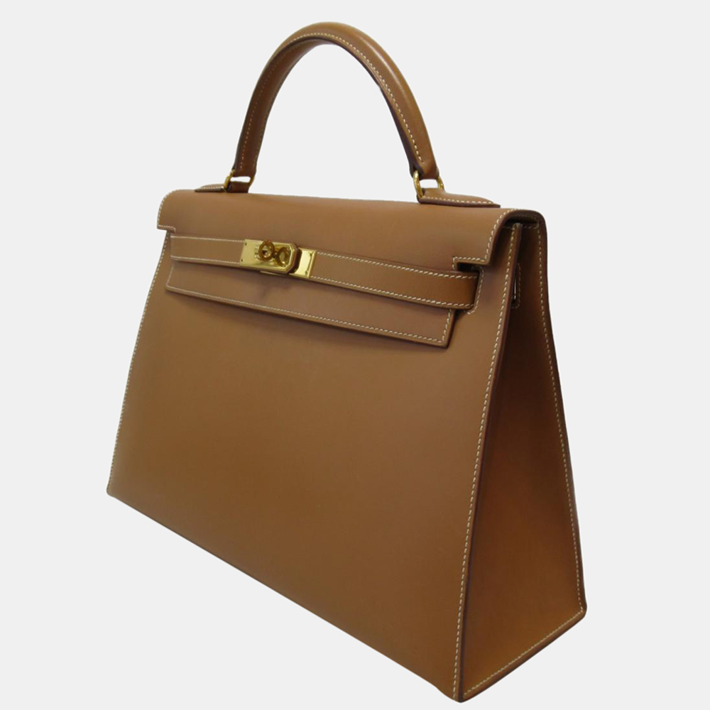 

Hermes Brown Chamonix Leather Gold Hardware Kelly Retourne 32 Bag