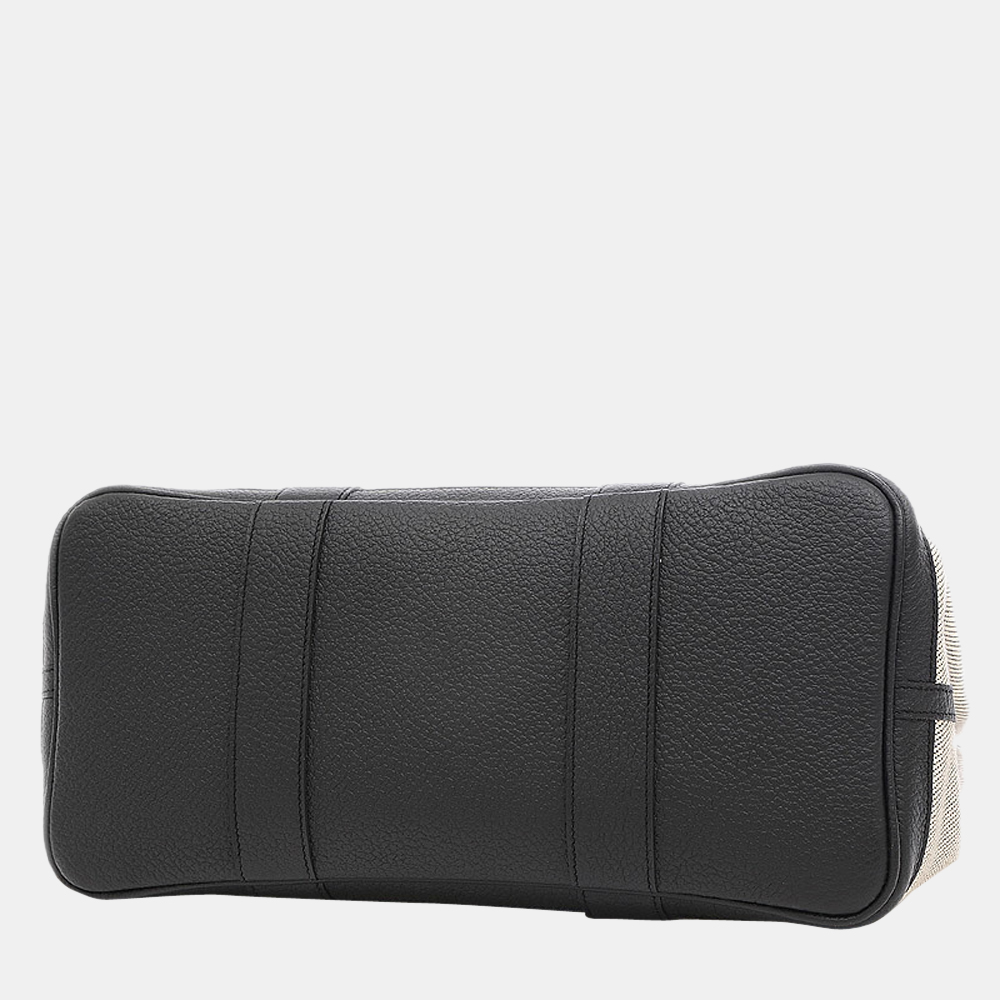 

Hermes Garden Party PM 36 Canvas Leather Gray Black X Engraved Handbag