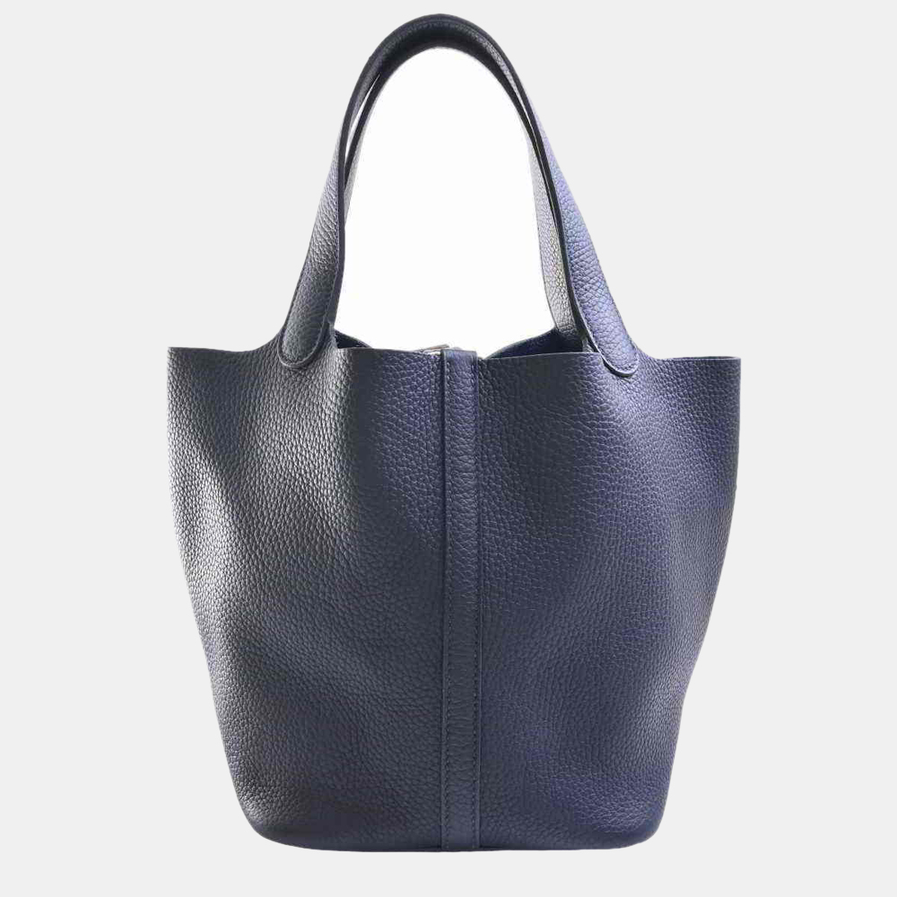 

Hermes Taurillon Clemence Picotan Lock Handbag Navy, Blue