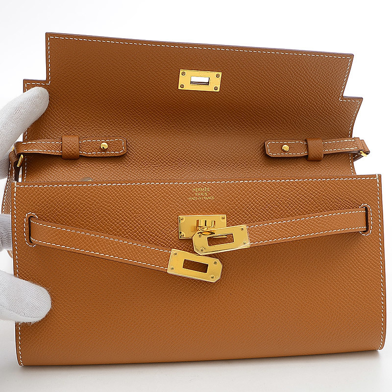 

Hermes Kelly Long To Go Epson Gold Z Engraved Shoulder Bag, Brown
