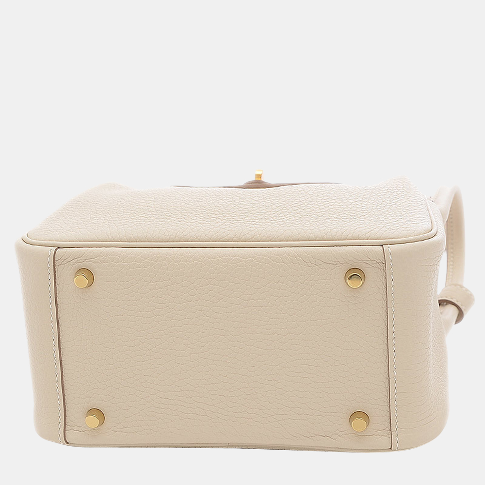 

Hermes Lindy Mini Cle Taurillon Z Engraved Handbag Shoulder Bag, Beige
