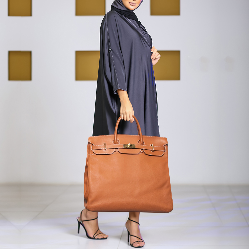 

Hermes Etrusque Togo Leather Gold Finish Birkin HAC 45 Bag, Brown