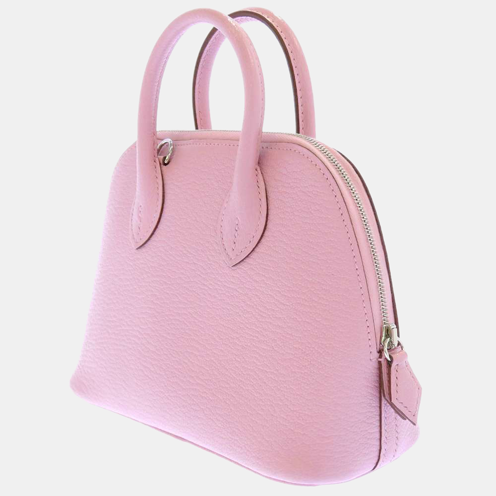 

Hermes Pink Chevre Myzore Leather Bolide1923 Mini Satchel Bag