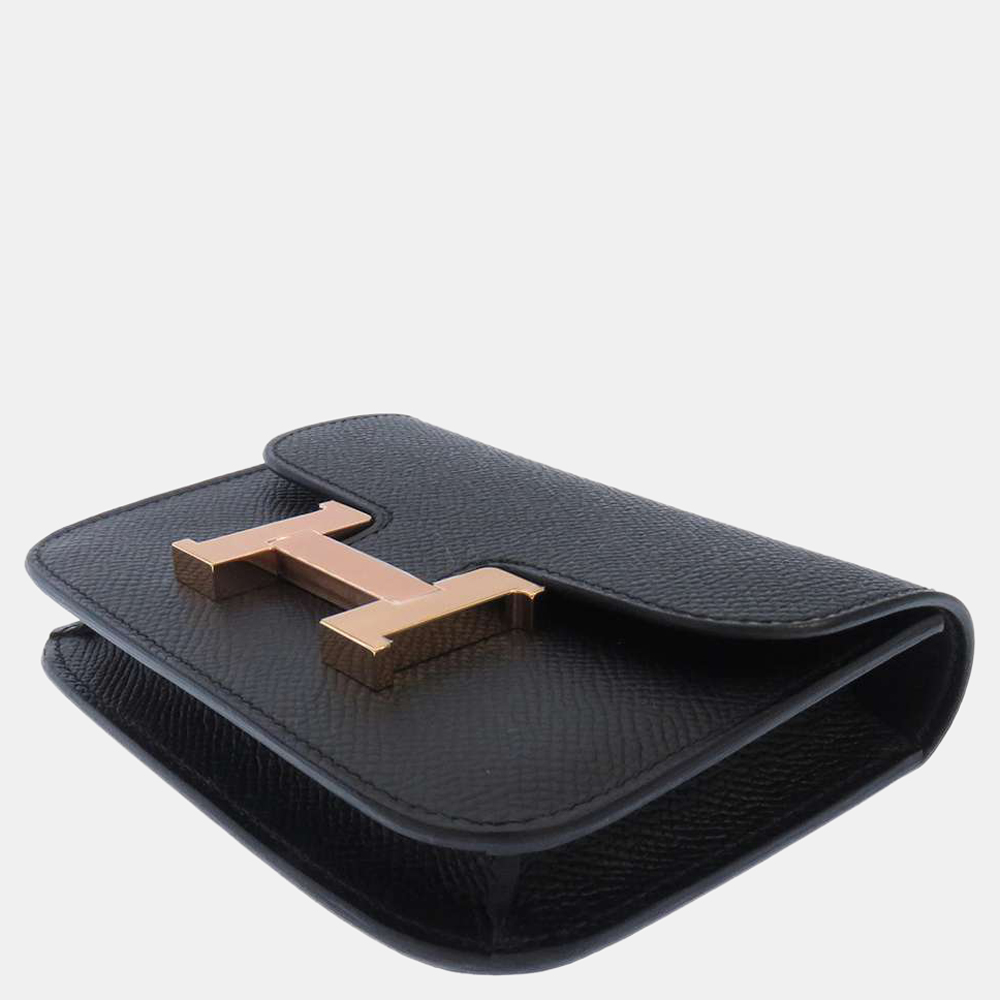 

Hermes Black Epsom Leather Constance Compact Wallet
