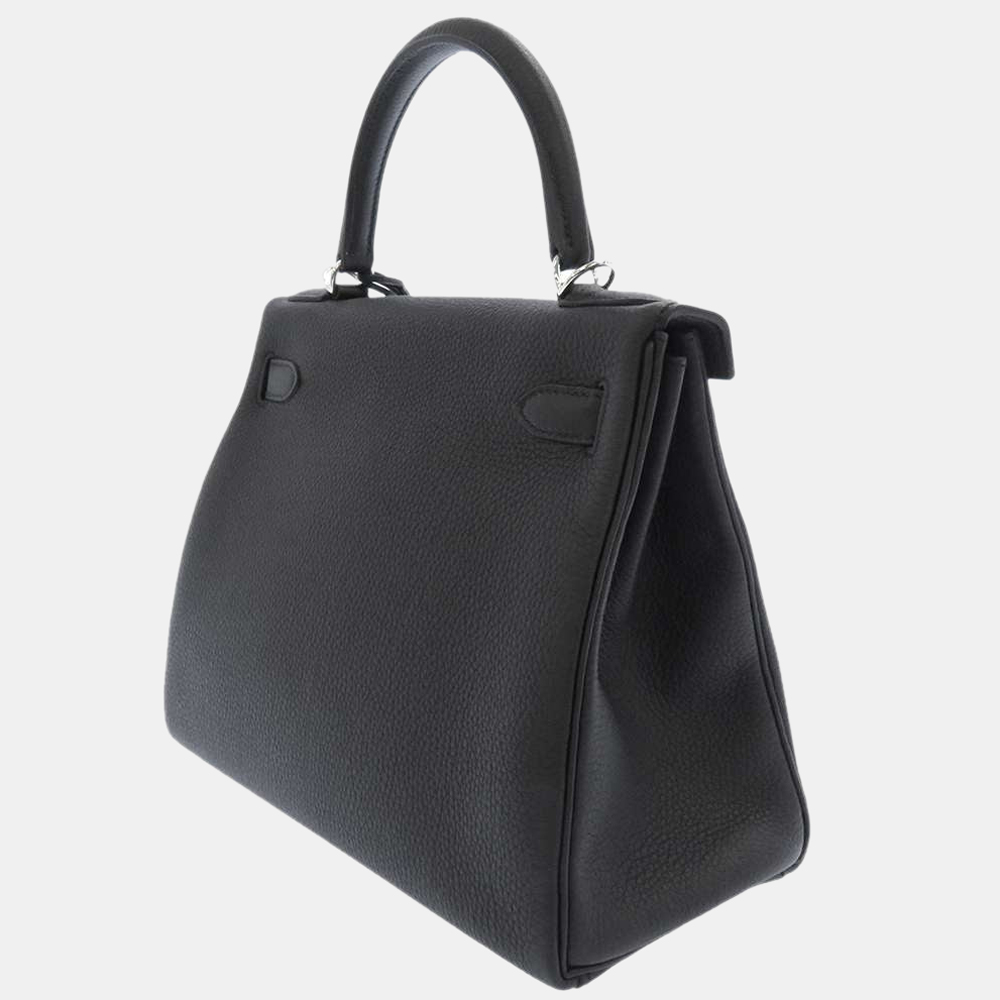 

Hermes Black Togo Leather Palladium Hardware Kelly Retourne 28 Bag