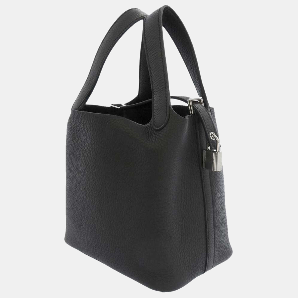 

Hermes Black Taurillon Clemence Leather Picotin Lock PM Tote Bag