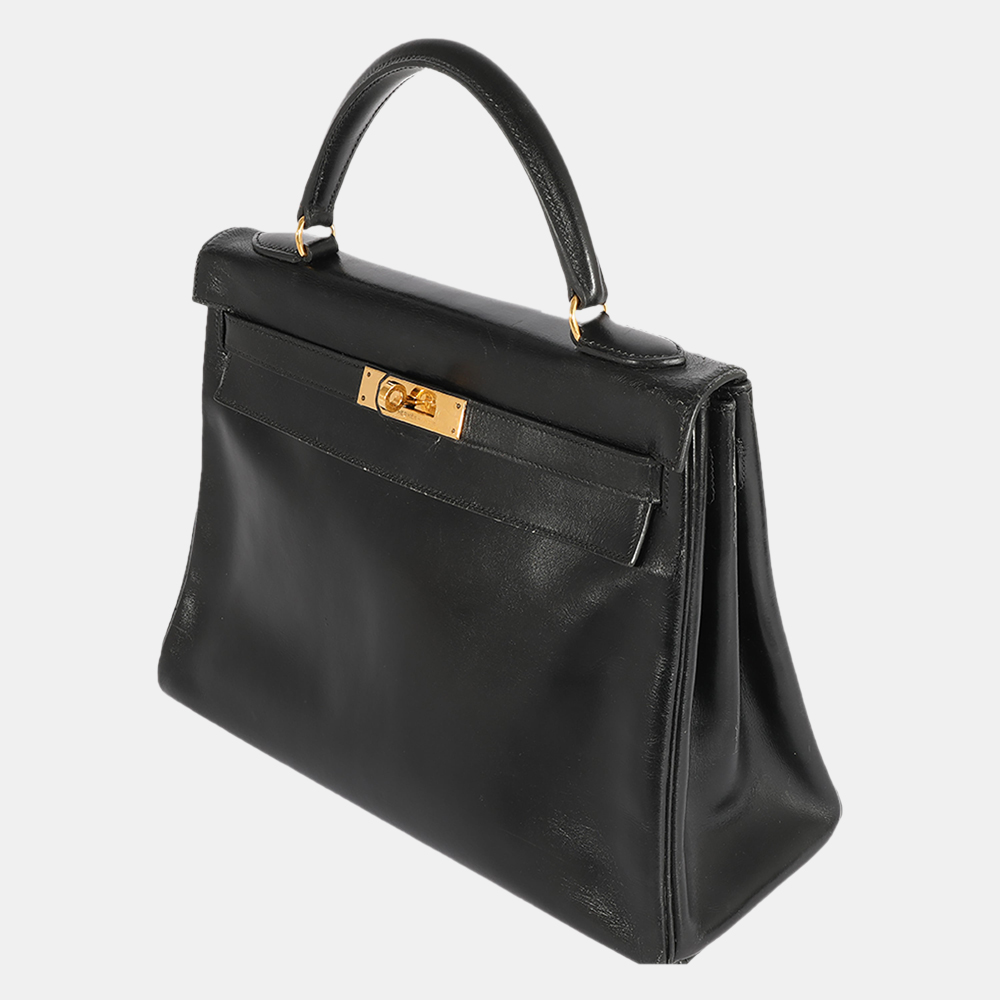 

Hermes Vintage Black Box Calf Retourne Kelly 32 GHW