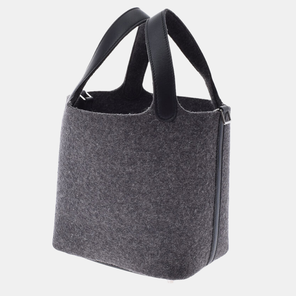 

Hermes Grey Felt Leather Picotin Lock PM Top Handle Bag