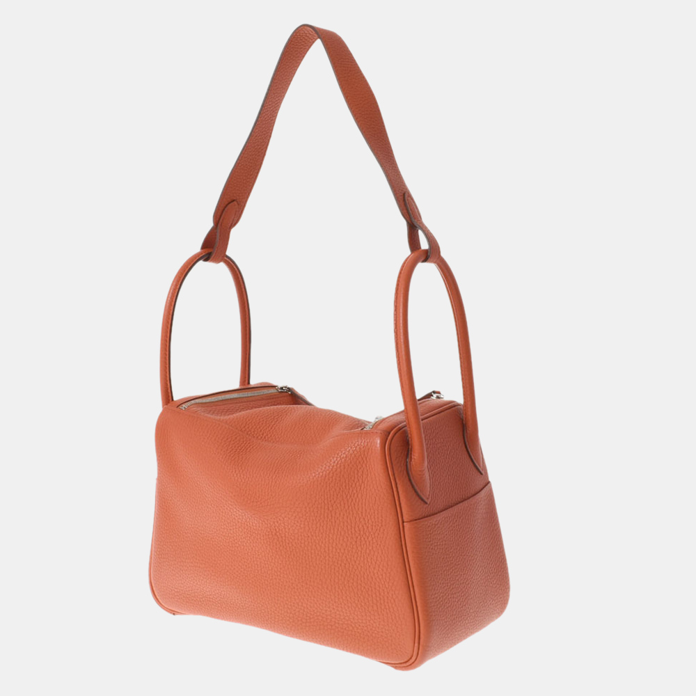 

Hermes Orange Taurillon Clemence Leather Lindy 26 Shoulder Bag