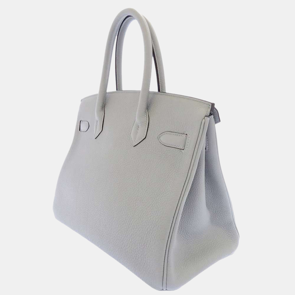 

Hermes Blue/White Togo Leather Palladium Hardware Birkin 30 Bag
