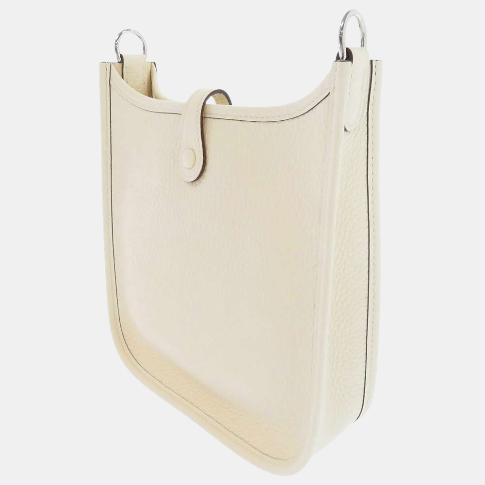 

Hermes White Taurillon Clemence Leather Evelyn TPM Shoulder Bag