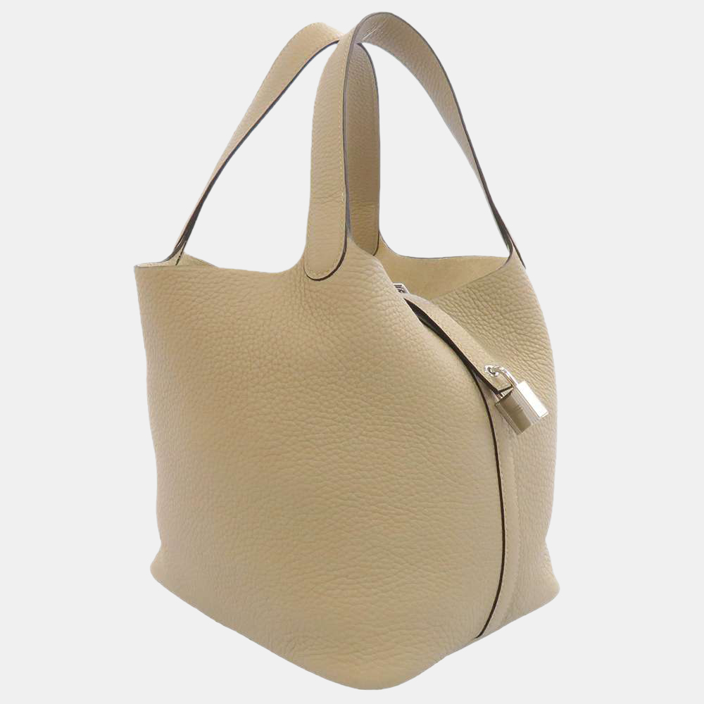 

Hermes Beige Taurillon Clemence Leather Picotin Lock MM Tote Bag