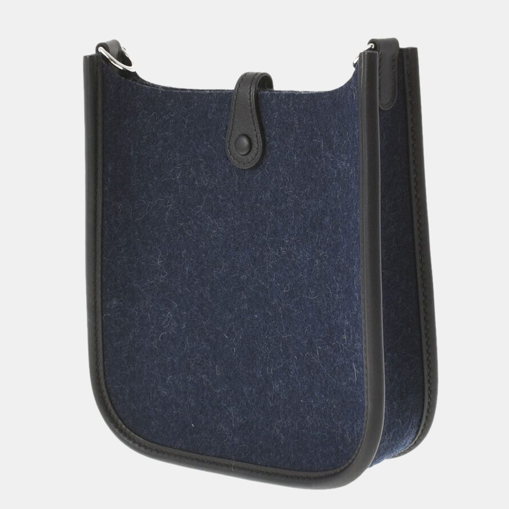 

Hermes Navy Blue Felt Evelyn TPM Shoulder Bag