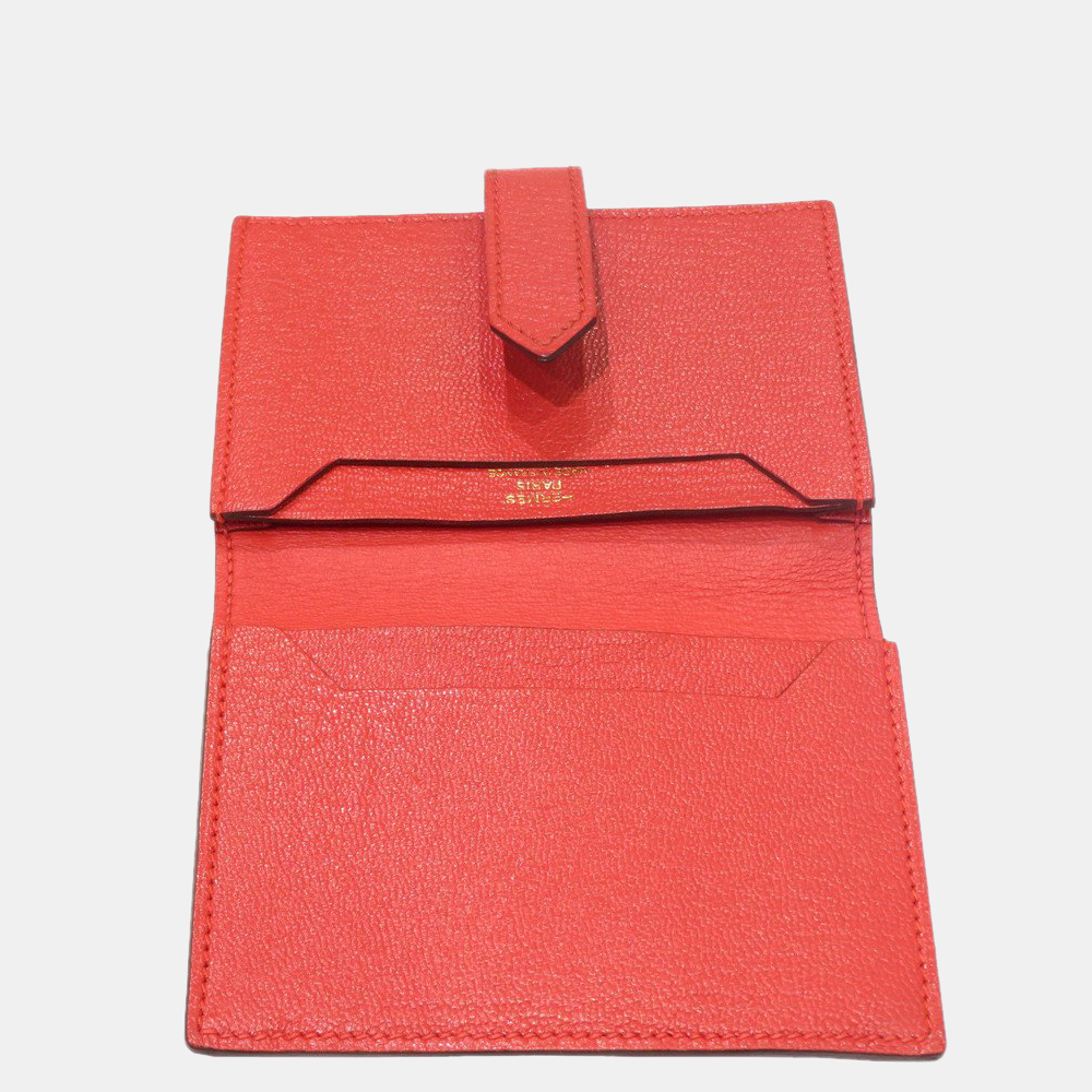 

Hermes Bearn card case Rouge Pivoinne G metal fittings Goat X engraved, Pink