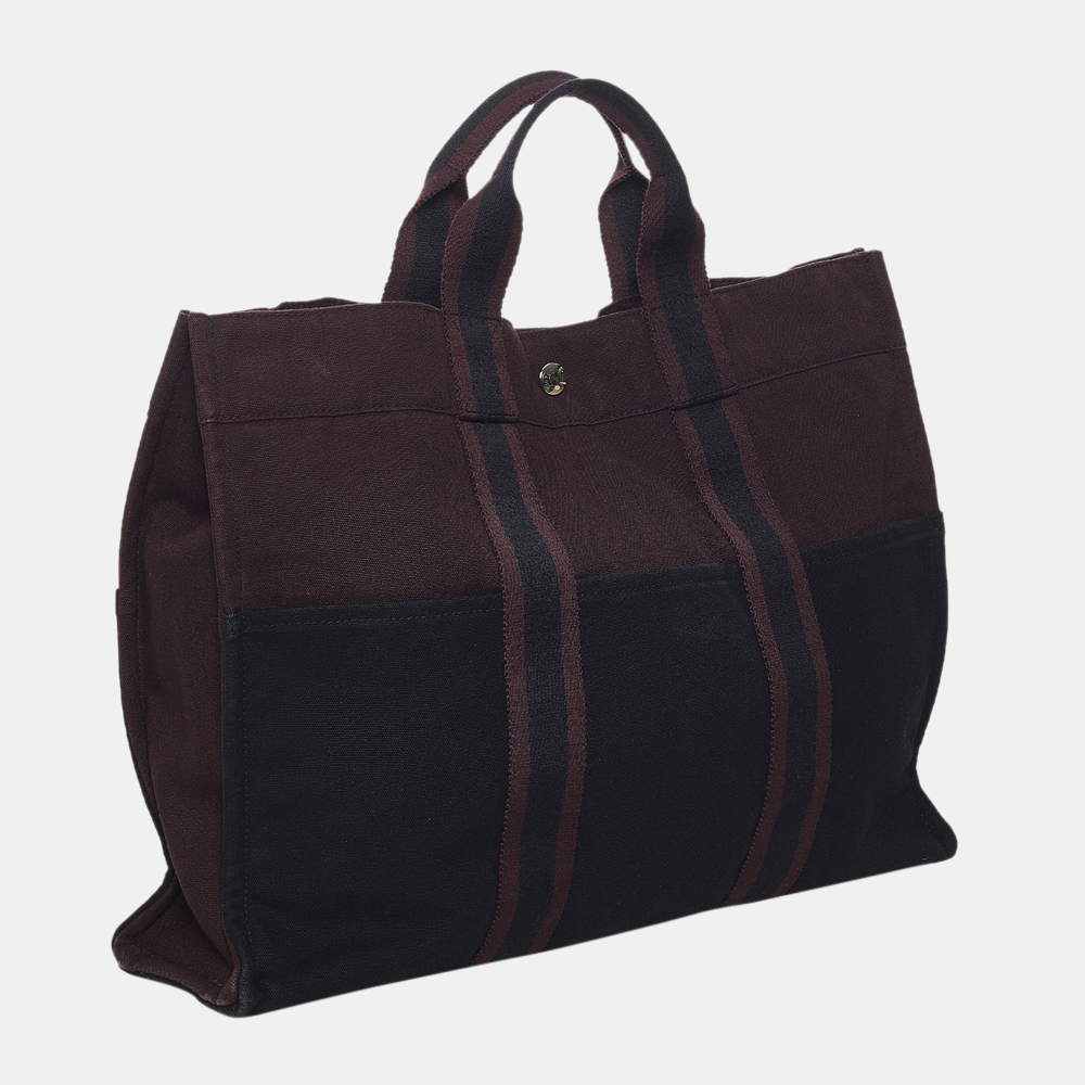 

Hermes Black/ Burgundy Fourre Tout MM