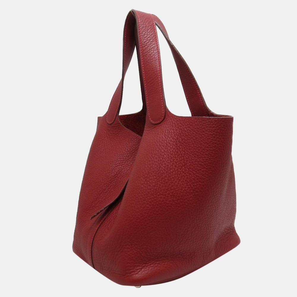 

Hermes Red Clemence Leather Picotin MM Tote Bag