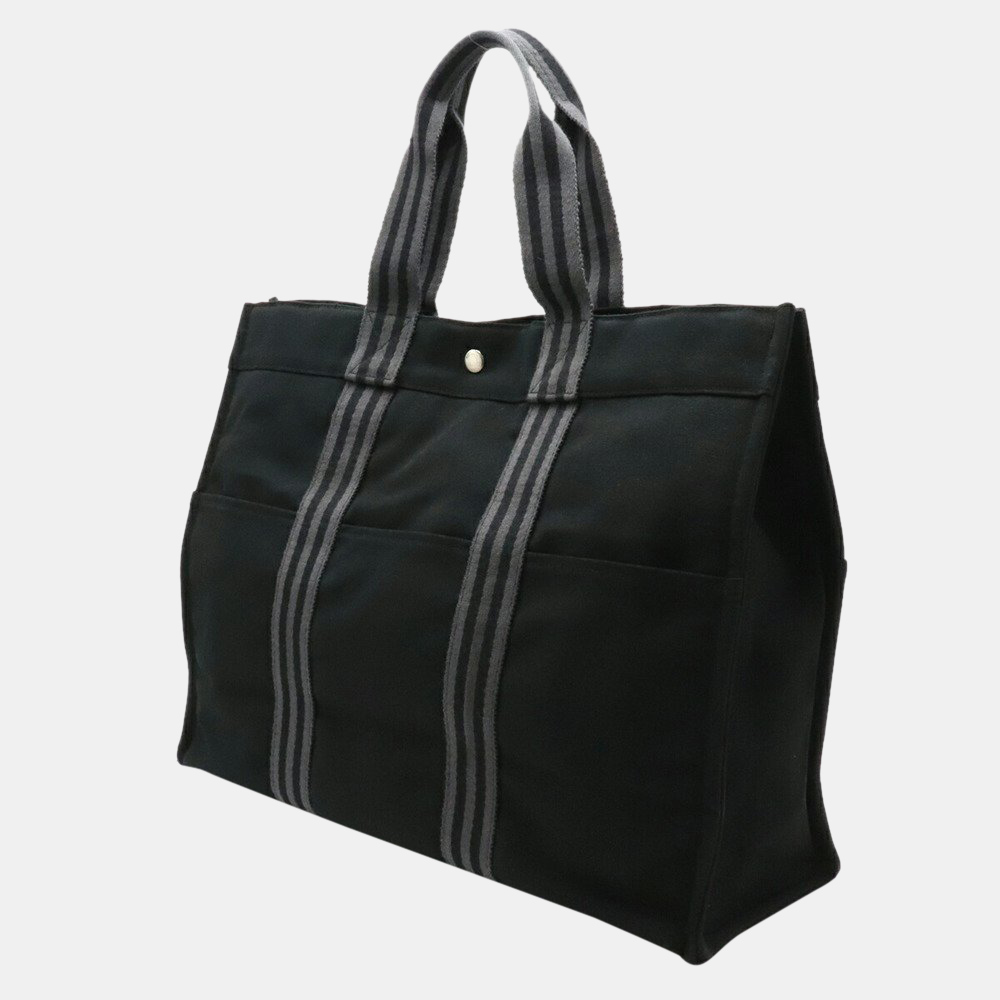 

Hermes Four Tote GM Bag Shoulder Handbag Canvas Black Gray