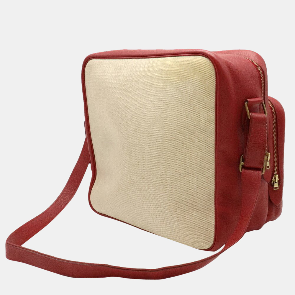 

Hermes Victoria Shoulder Bag Toile H Taurillon Clemence Beige Red, Multicolor