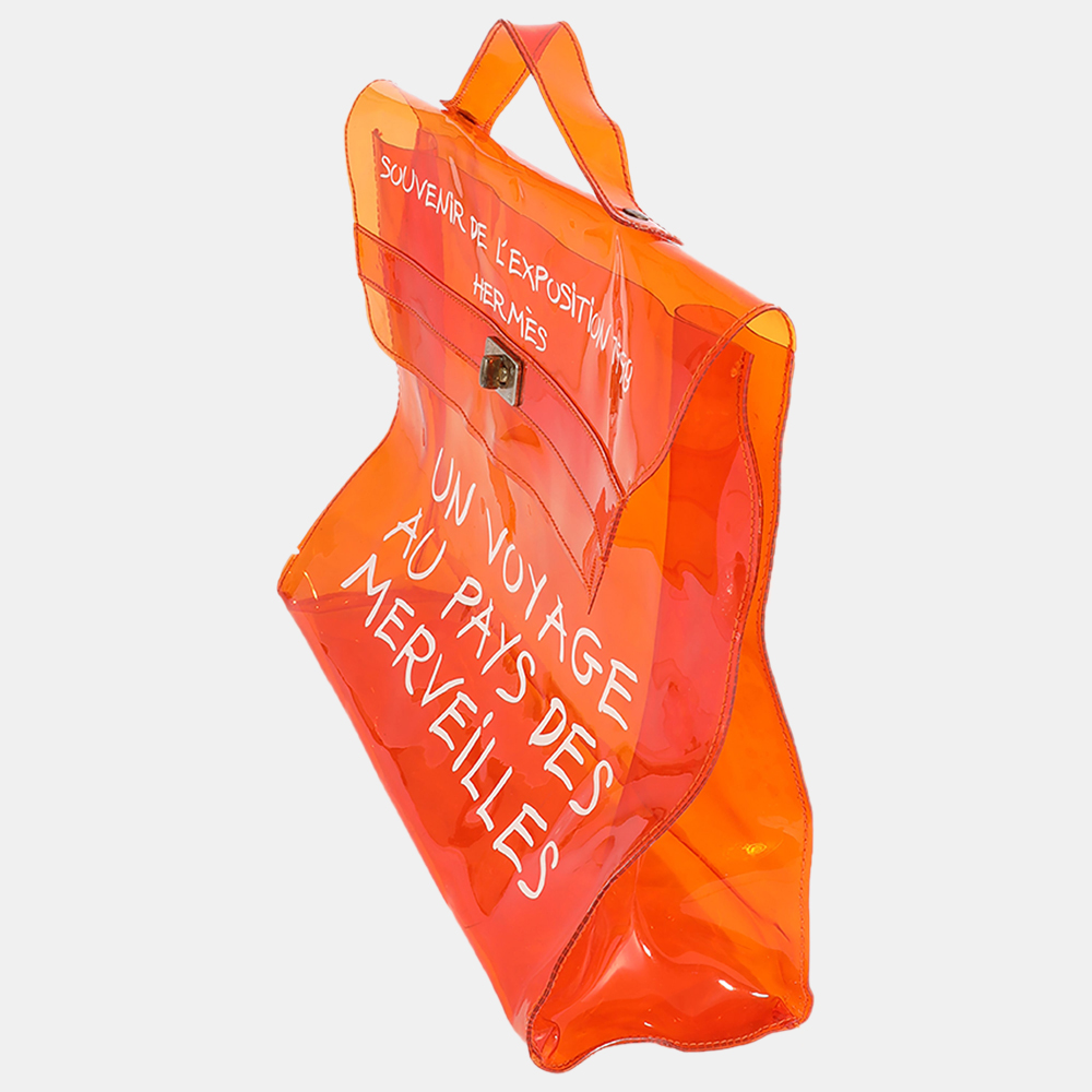 

Hermes Clear Vinyl Souvenir De L'Exposition Kelly Bag, Orange