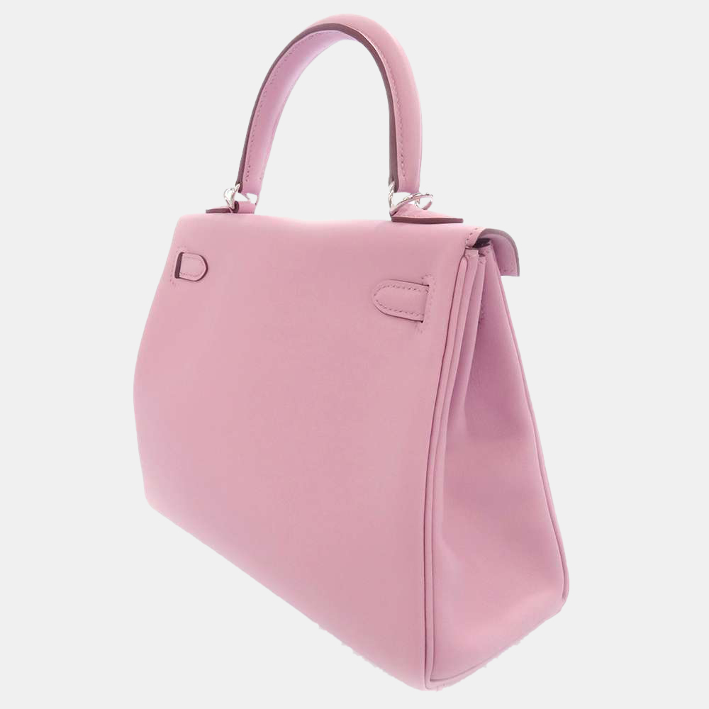 

Hermes Mauve Sylvestre Swift Leather Kelly 25 Bag, Pink