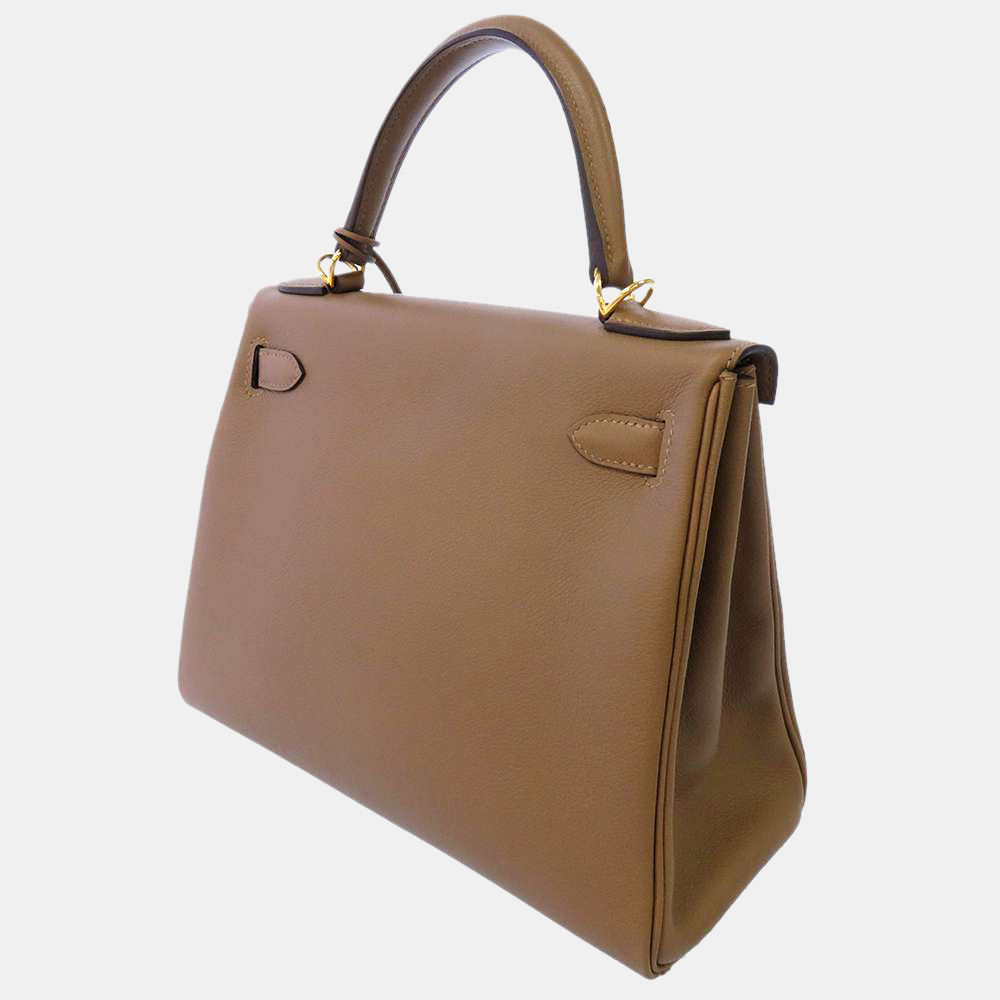 

Hermes Beige Taurillon Novillo Leather Gold Hardware Kelly 28 Retourne Bag