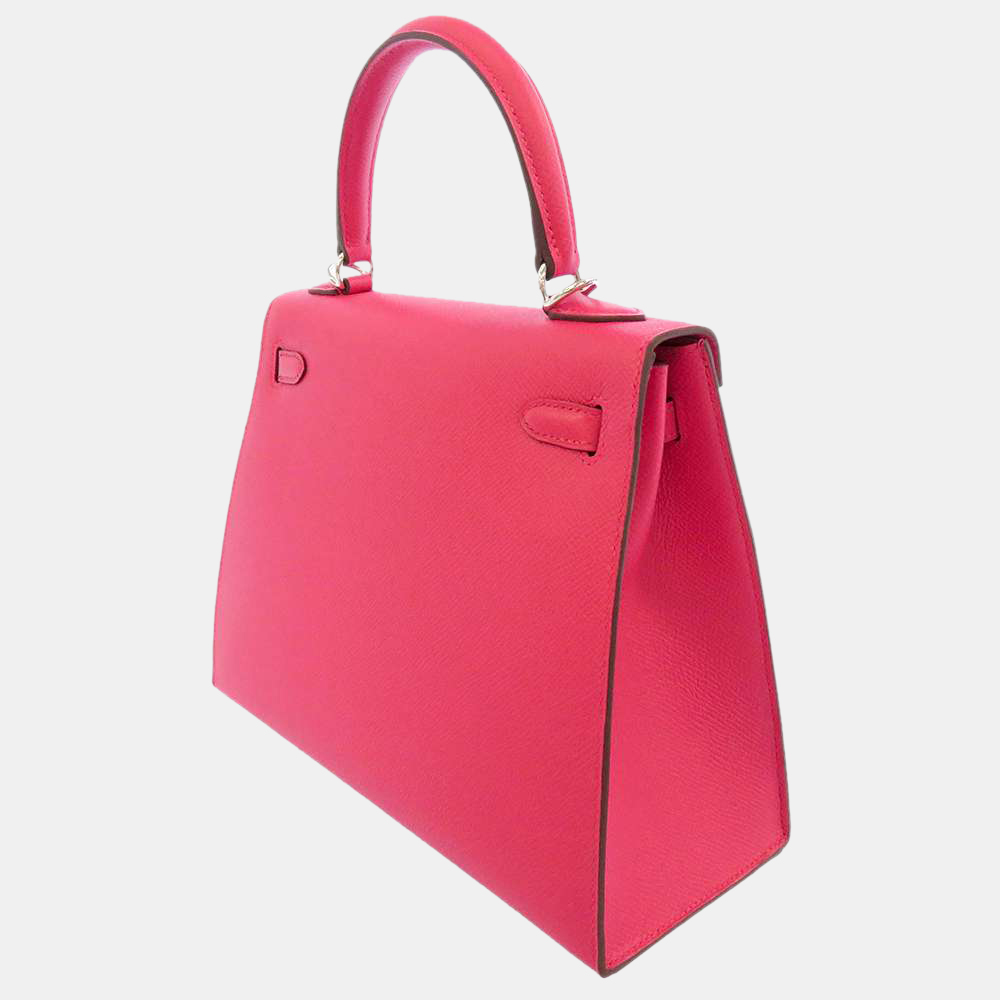 

Hermes Rose Epsom Leather Kelly 25 Bag, Pink
