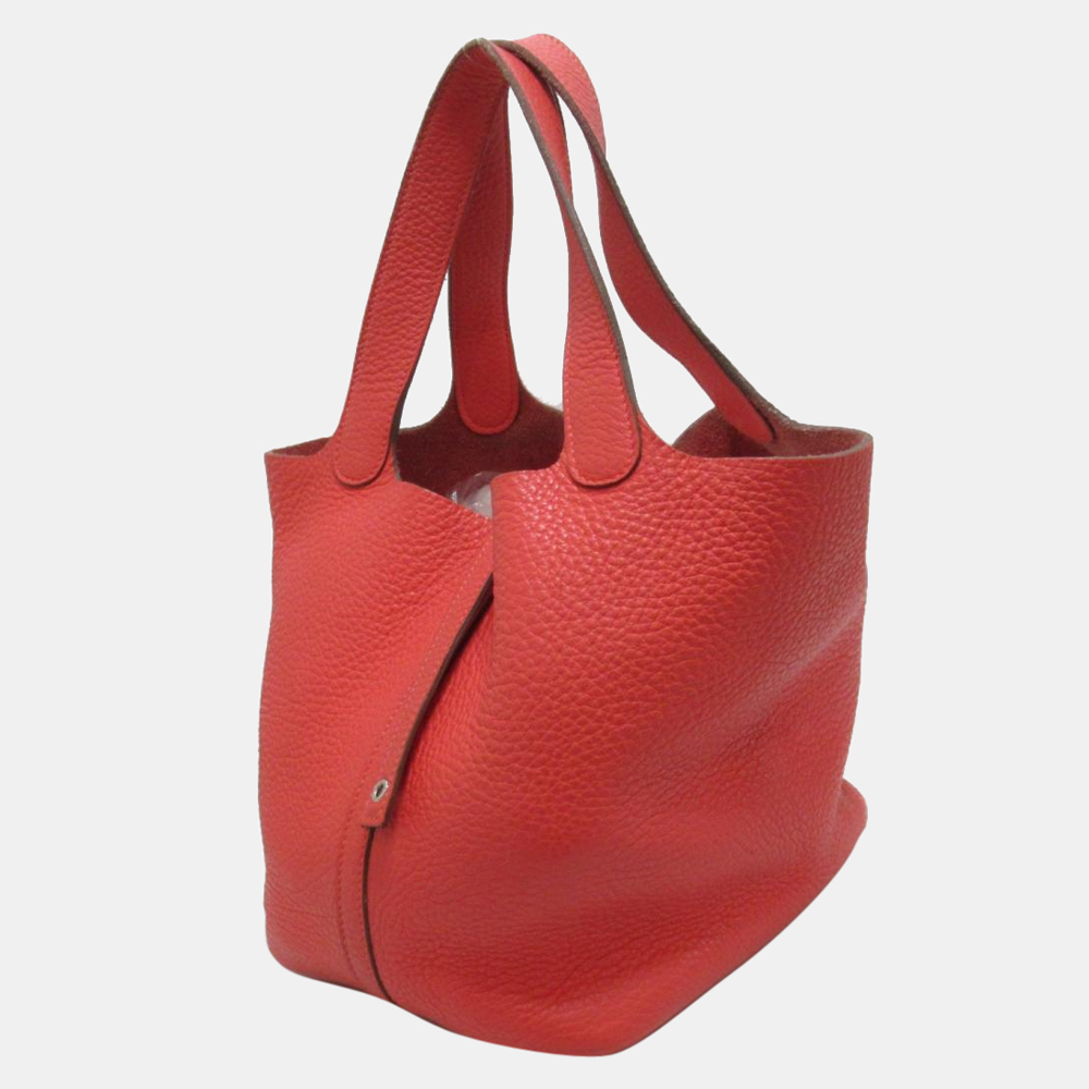 

Hermes Red Clemence Leather Picotin MM Tote Bag