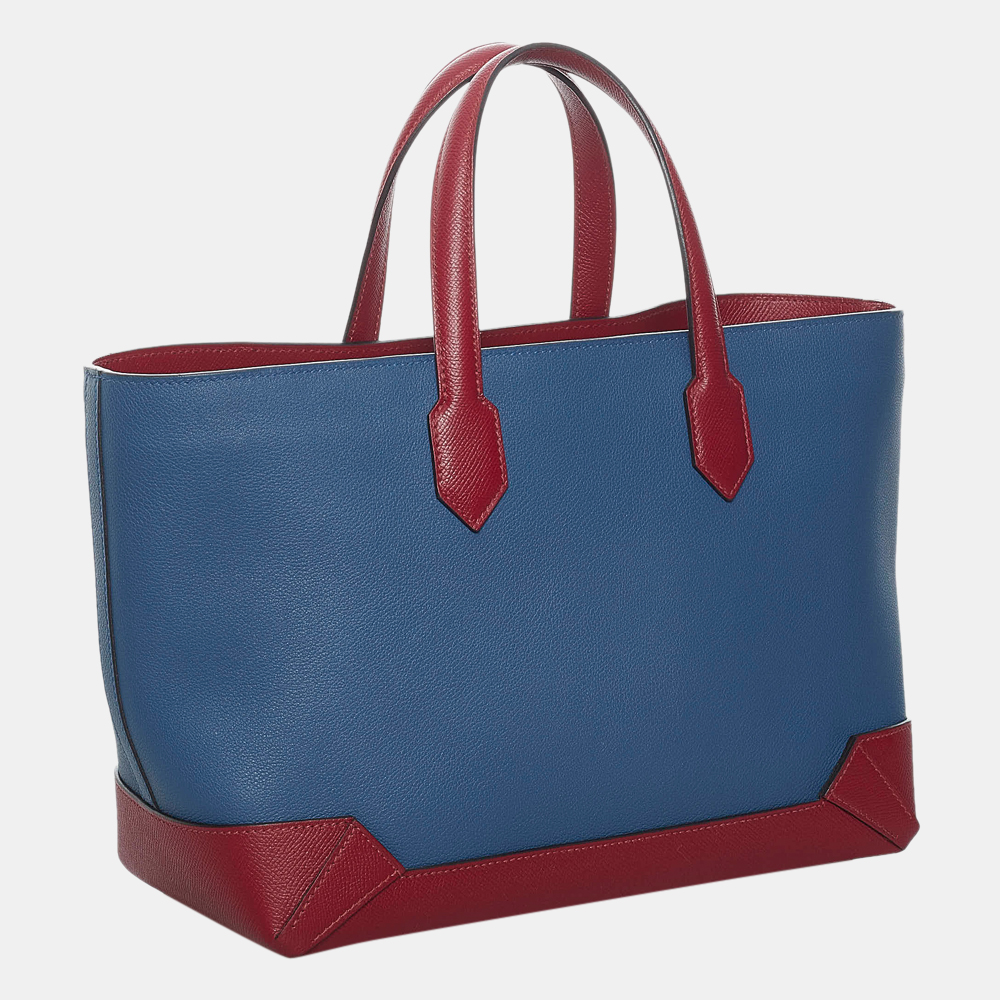 

Hermes Blue/Red Doblis Suede Epsom Maxibox Cabas