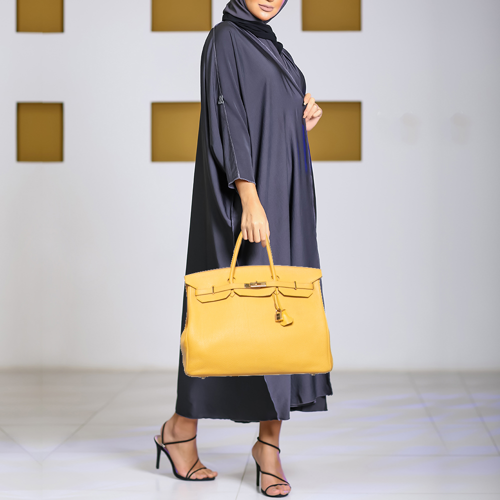 

Hermes Jaune Togo Leather Gold Plated Birkin 40 Bag, Yellow