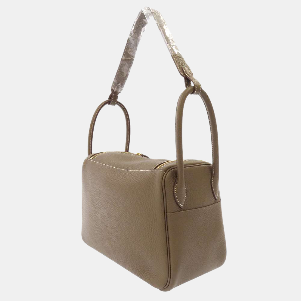 

Hermes Brown Taurillon Clemence Leather Lindy 26 Shoulder Bag